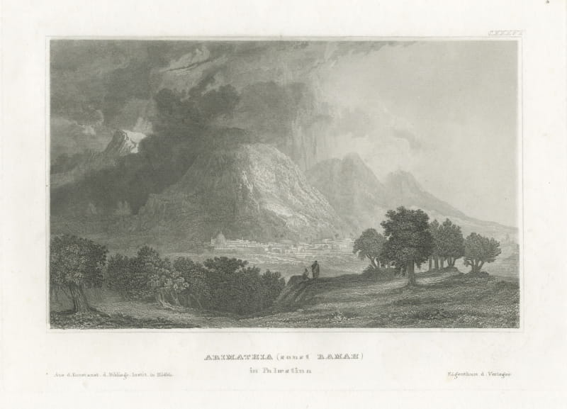 Arimathea, also Ramah, Palestine, Antique Biblical Landscape View, circa 1850
