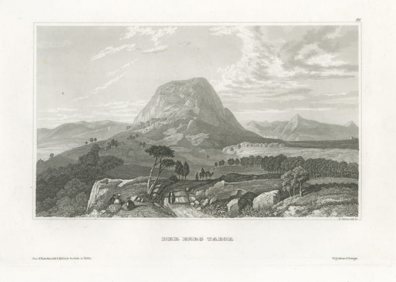 Antique Steel Engraved View of Mount Tabor, Holy Land, circa 1850