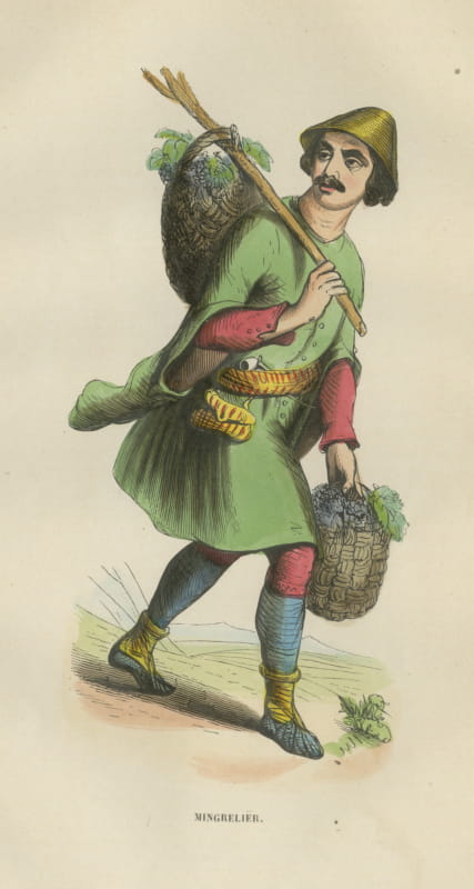 Mingrelian Man of Western Georgia, Antique Hand-Colored Costume Print, 1854