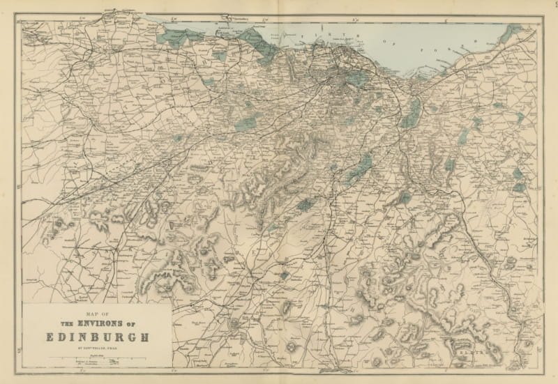 Antique Map of the Environs of Edinburgh and the Firth of Forth, 1885