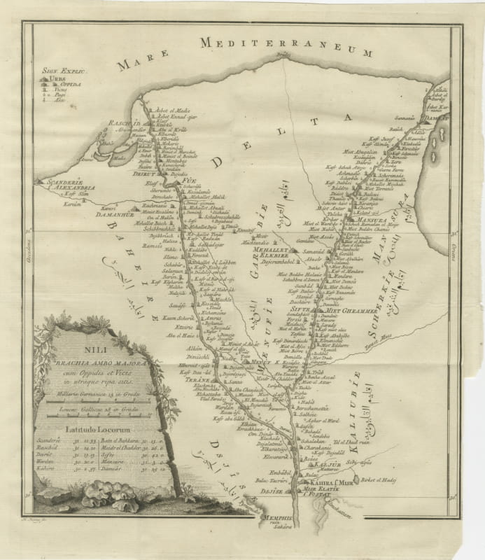 Antique Map of the Two Branches of the Nile Delta, Niebuhr, 1776