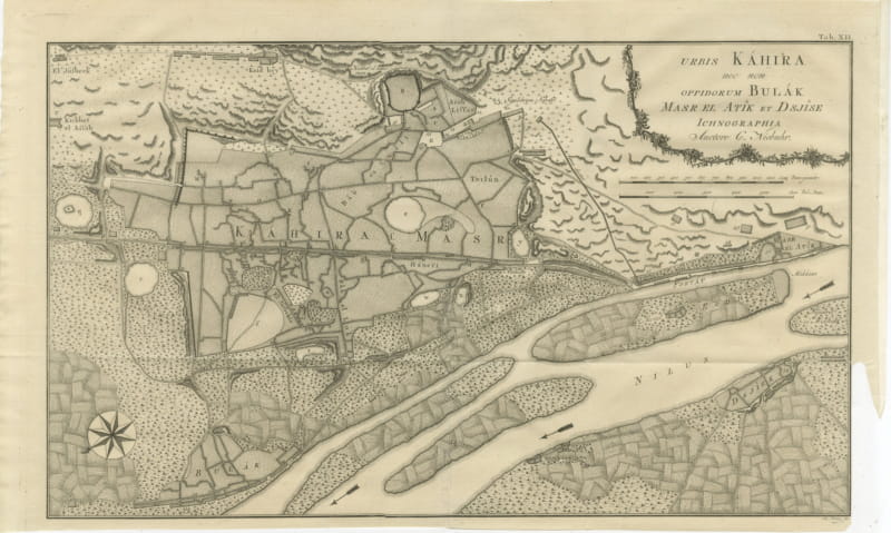 Large Antique Plan of Cairo, Bulaq, Old Cairo and Giza, 1776