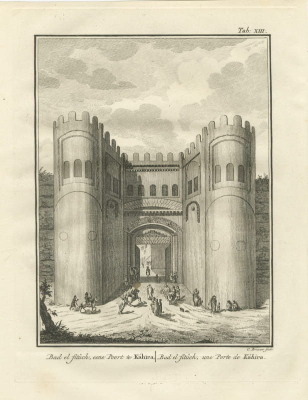 Bab el Futuh, a City Gate of Cairo, Antique Niebuhr Engraving, 1776