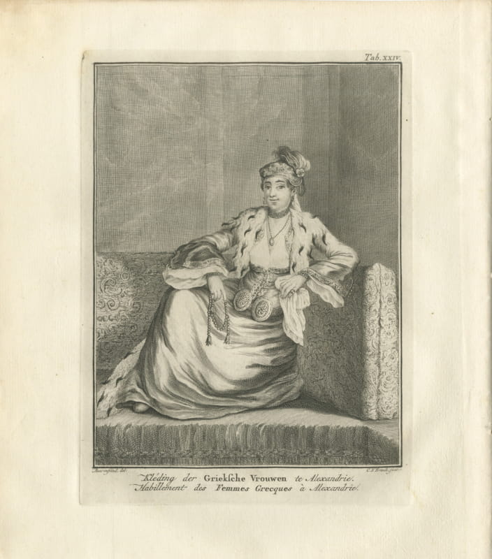 Dress of the Greek Women of Alexandria, Antique Print, 1776