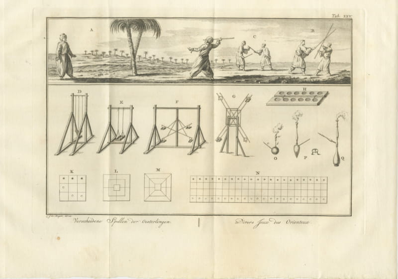 Games and Pastimes of the East, Antique Niebuhr Engraving, 1776