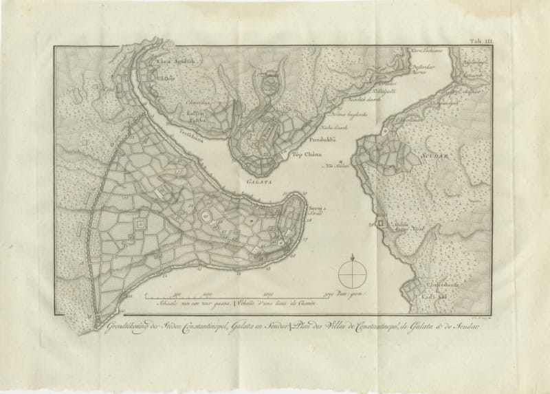 Antique Plan of Constantinople, Galata and Scutari, Niebuhr, 1776