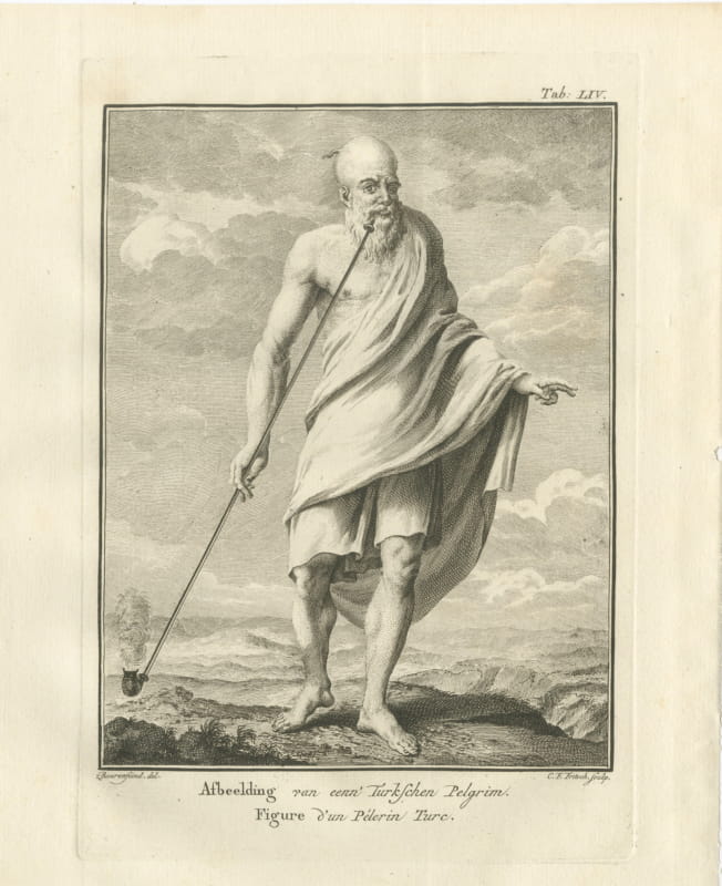 Figure of a Turkish Pilgrim, Antique Niebuhr Costume Print, 1776