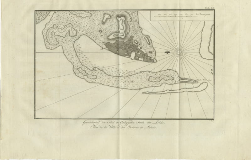 Antique Plan of Loheia and Its Surroundings, Niebuhr, 1776