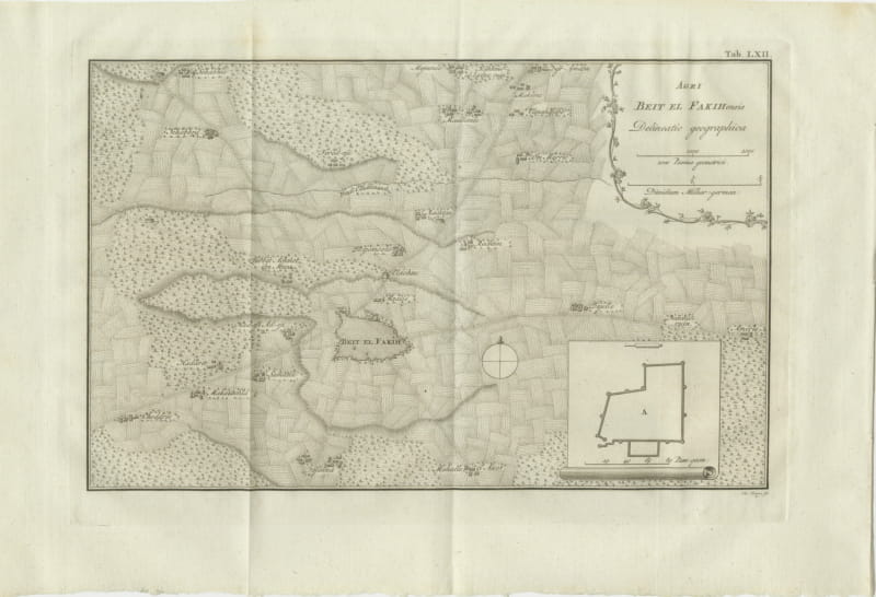 Antique Map of the District of Beit el Fakih, Niebuhr, 1776