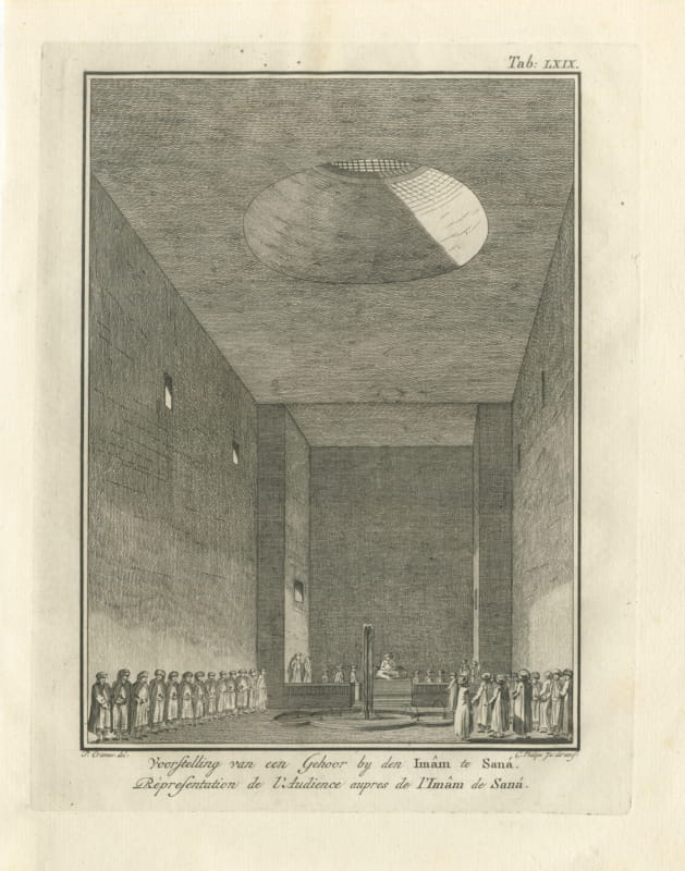 Audience with the Imam of Sana in Yemen, Antique Print, 1776