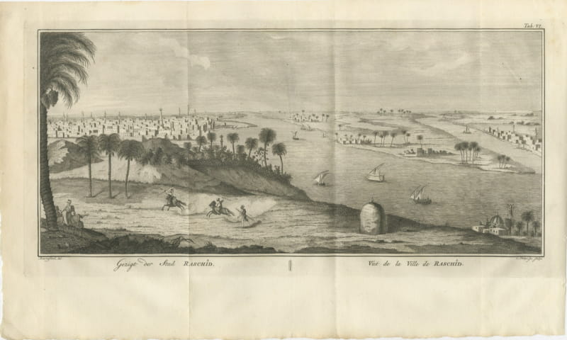 Antique View of Raschid or Rosetta on the Nile, Niebuhr, 1776