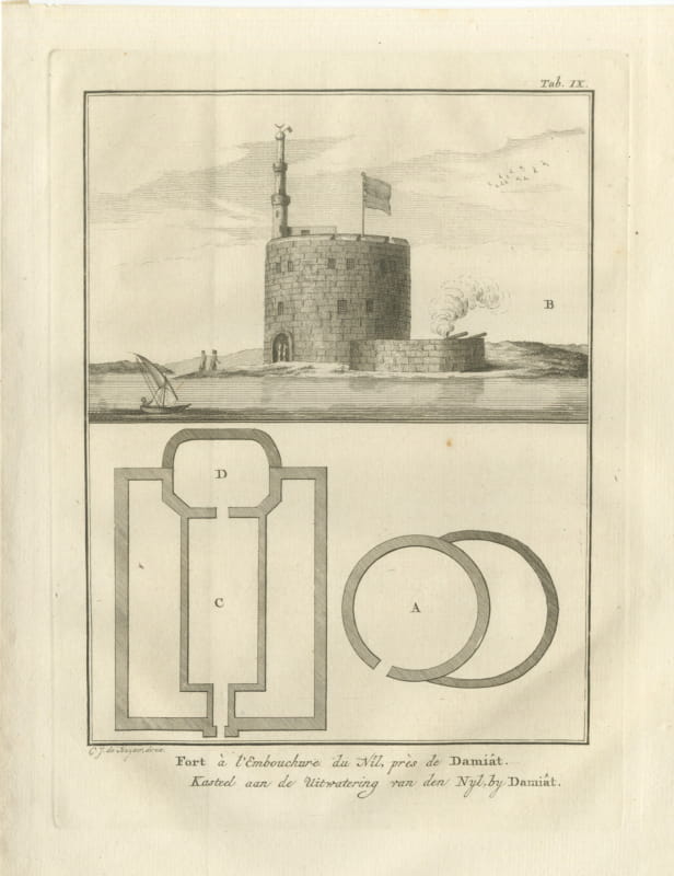 Fort at the Mouth of the Nile near Damietta, Antique Print, 1776