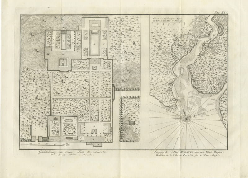Plan of a Garden at Surat and the City on the Tapti, 1780