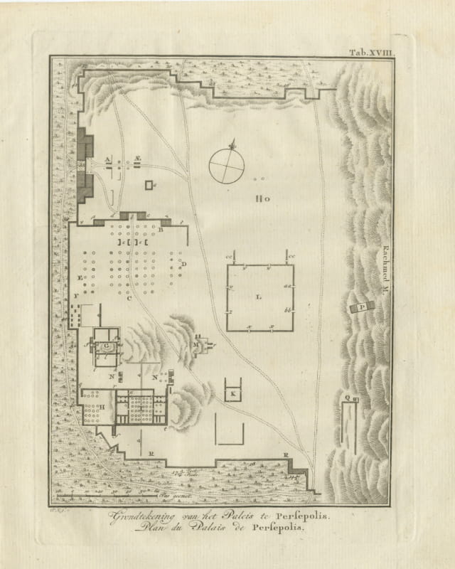Antique Plan of the Palace of Persepolis, Niebuhr Engraving, 1780