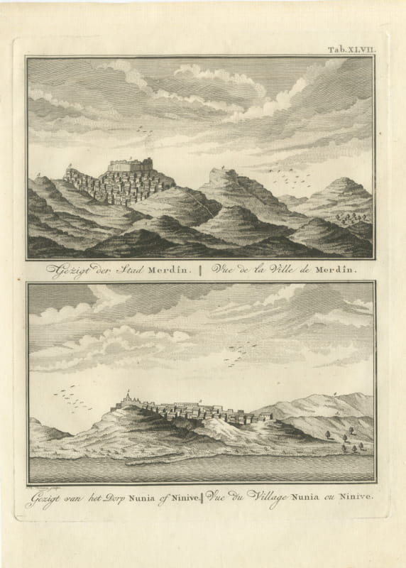 Views of Mardin and of the Village of Nunia or Nineveh, Antique Print, 1780