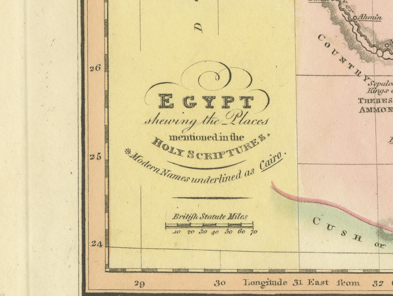 Antique Map of Egypt and the Nile in the Holy Scriptures, Wyld, 1823