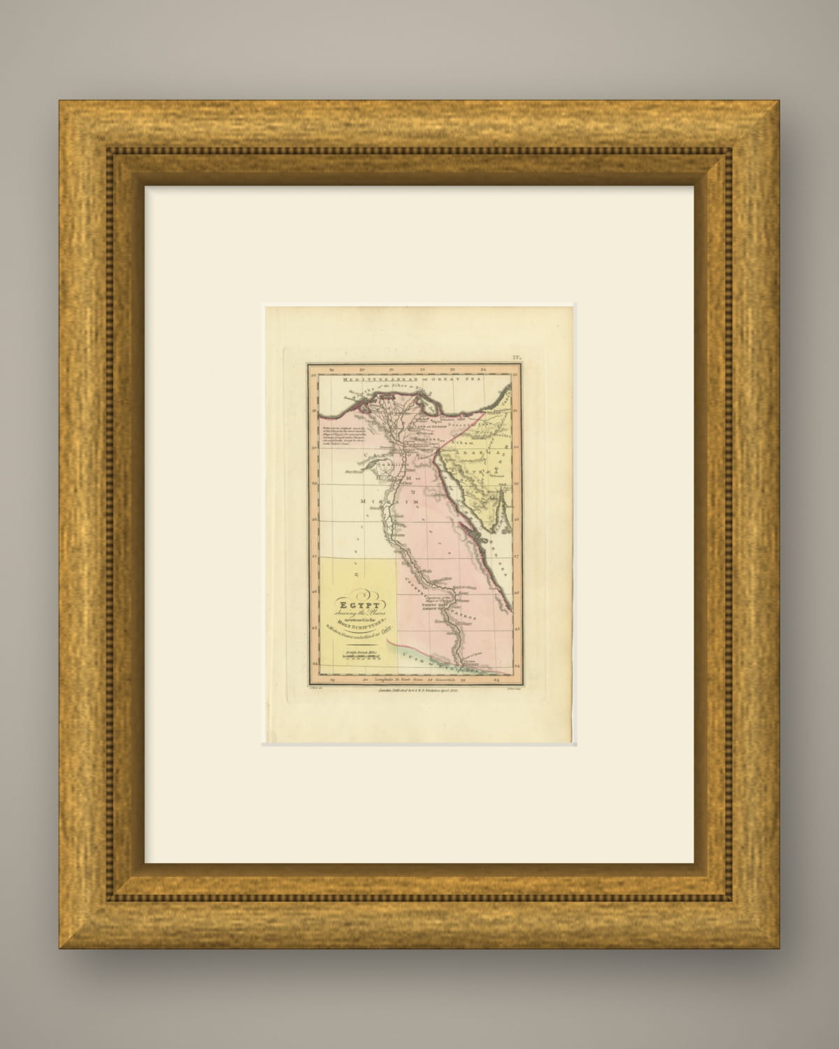 Antique Map of Egypt and the Nile in the Holy Scriptures, Wyld, 1823