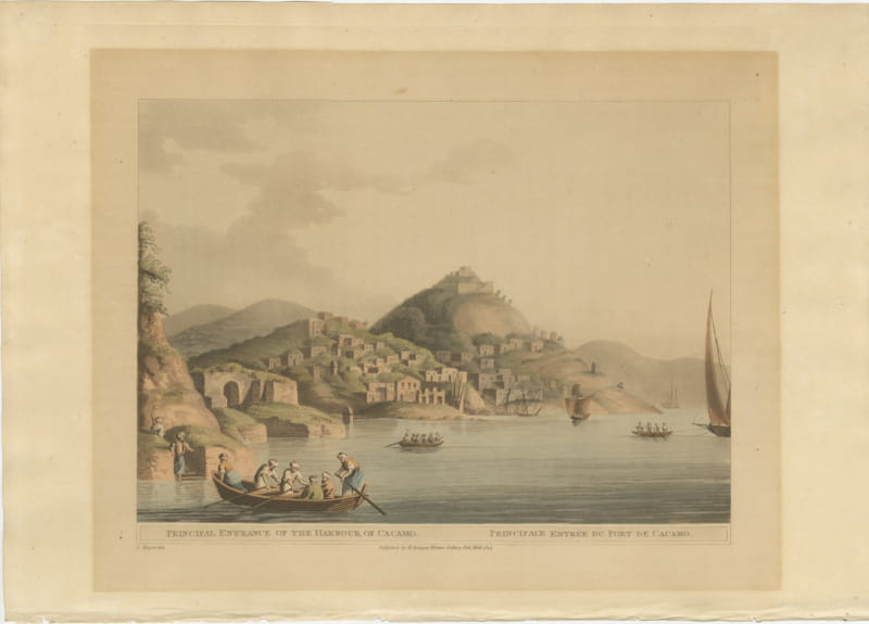 Entrance to the Harbor of Cacamo, Caramania, Antique Aquatint, 1803