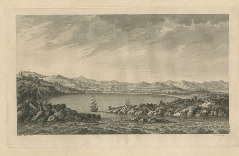 View of Sigacik and the Peninsula of Teos, Antique Engraving, 1769