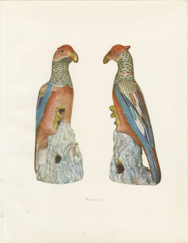 Kien-lung Pair of Pheasants Perched on Marbled Rocks, Antique Plate 1911
