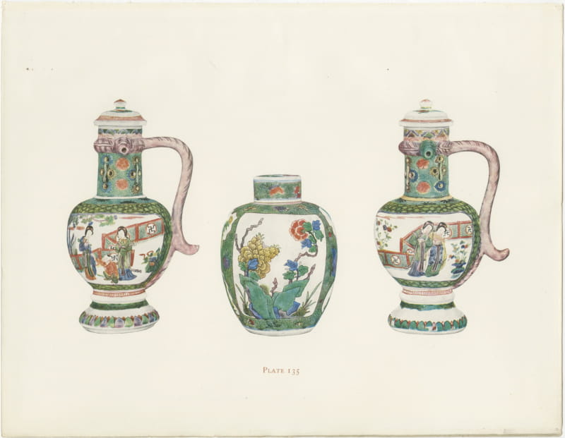 Two Puzzle Wine Pots and a Ginger Jar, Famille Verte Plate 1911