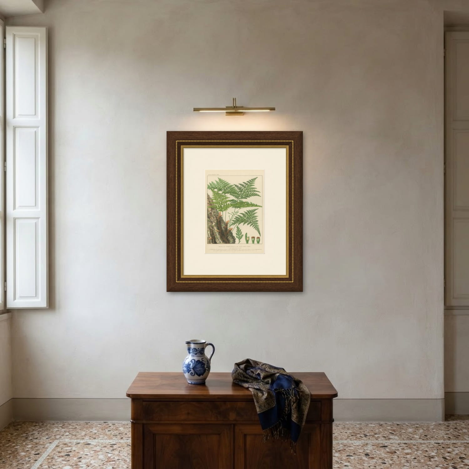 Decorative Antique Chromolithograph of the Hare's Foot Fern, circa 1885