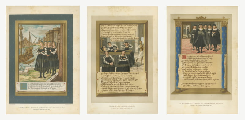 Set of 3 Antique Chromolithographs, Thomassine Spinola of Genoa, 1882