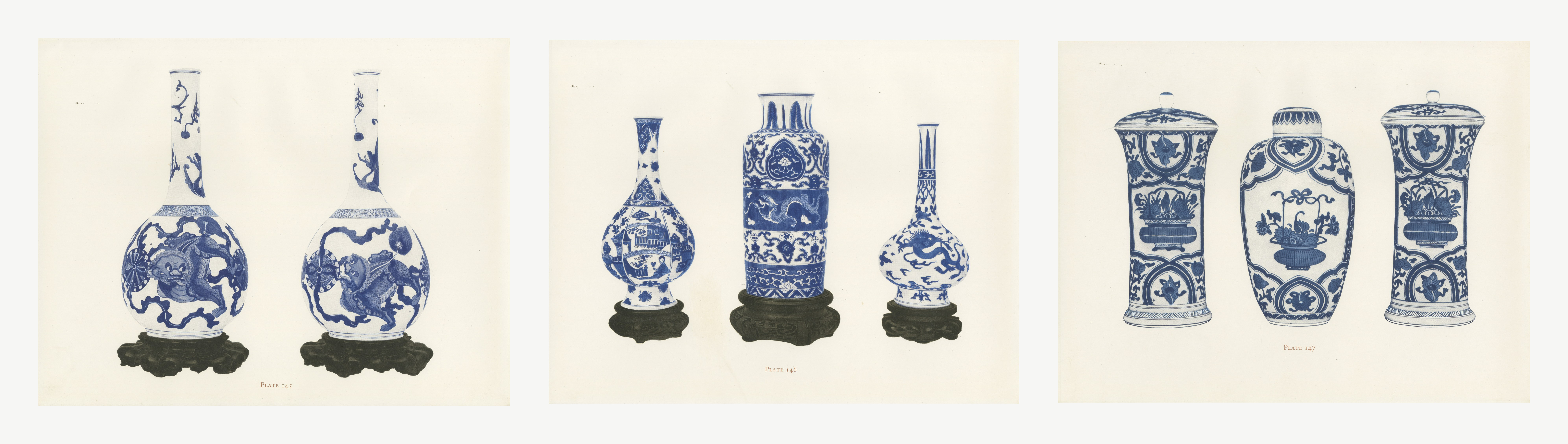 Lions, Lambrequins and Lotus, Three Kang-he Blue and White Plates, 1911