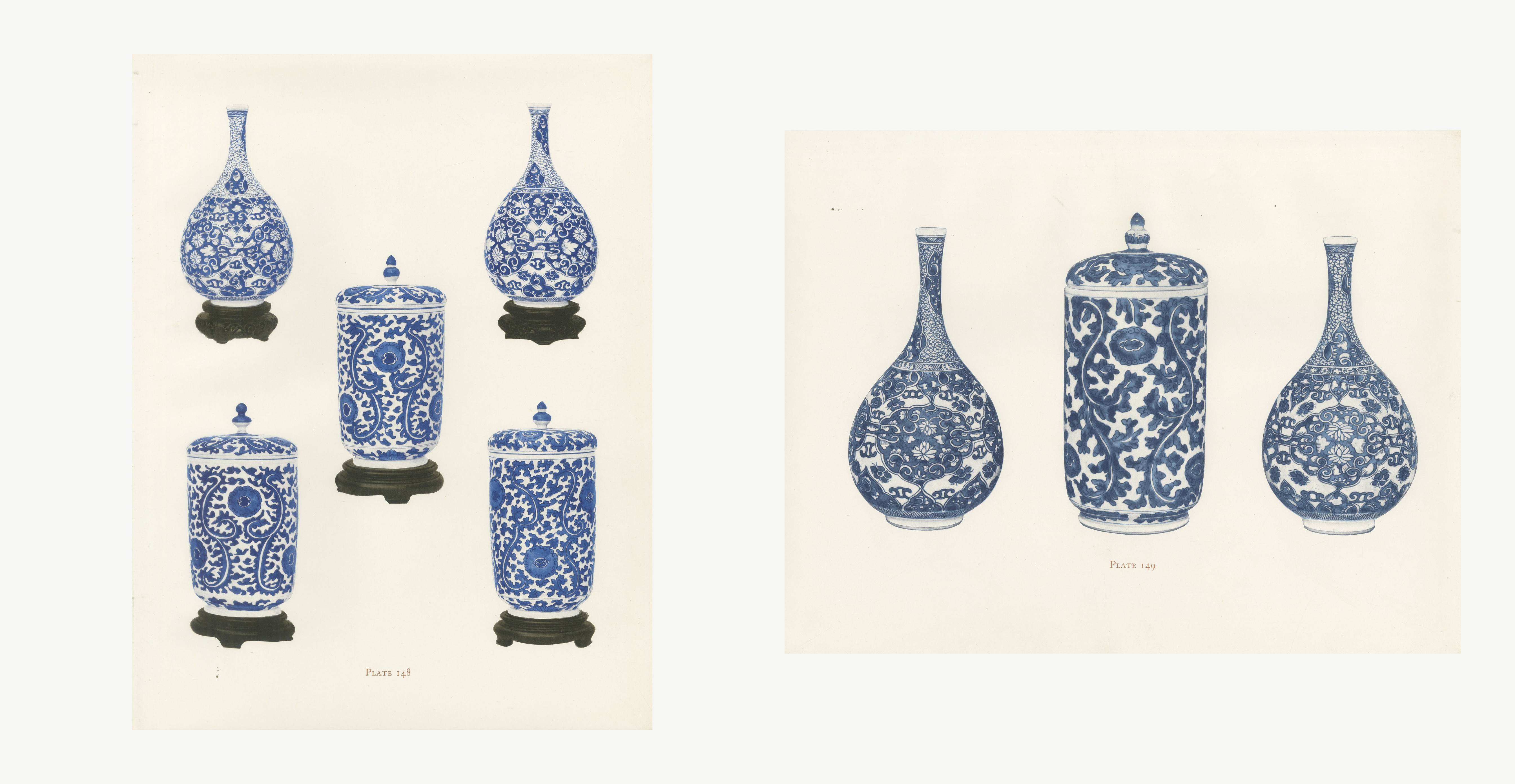 Tiger Lily Jars and Bottles, Two Plates of One Kang-he Group, 1911
