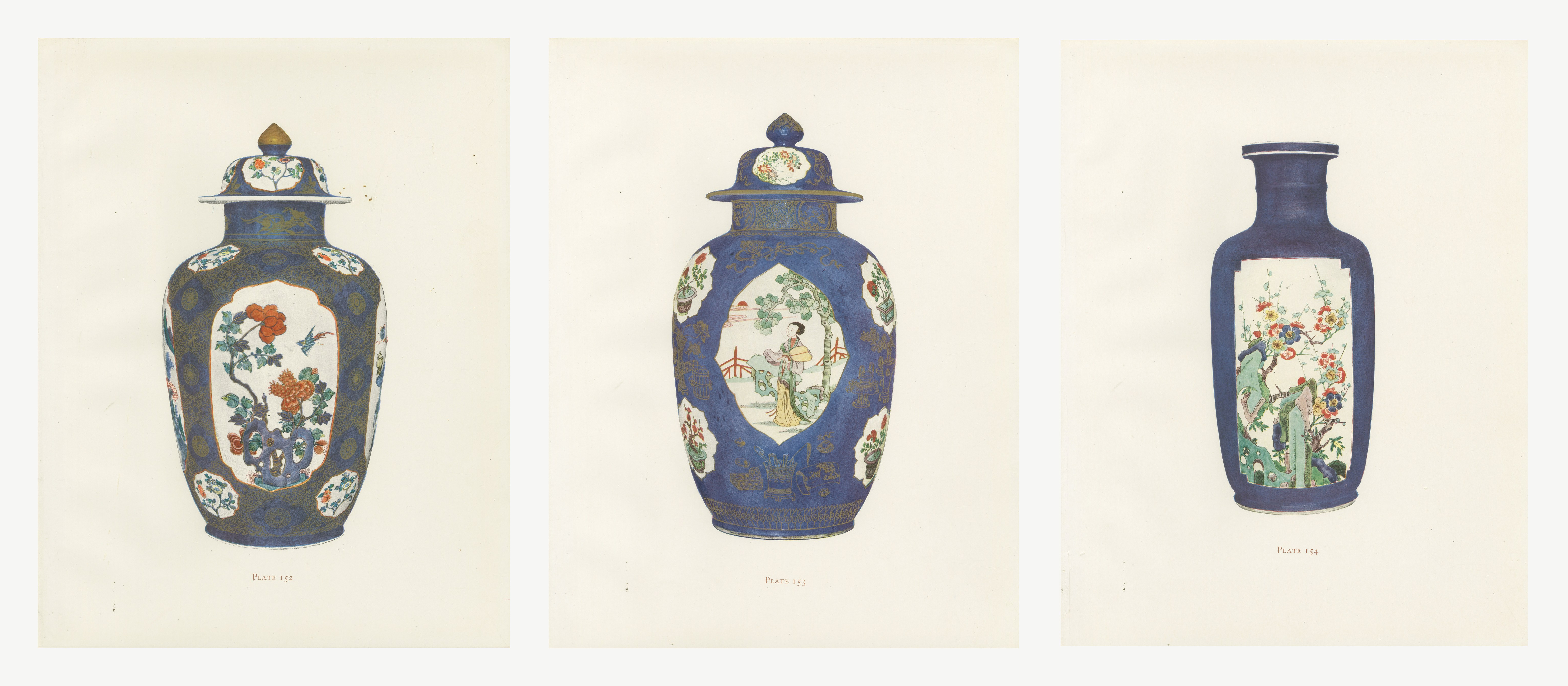 Powder-blue and Gold with Famille Verte, Three Kang-he Plates, 1911