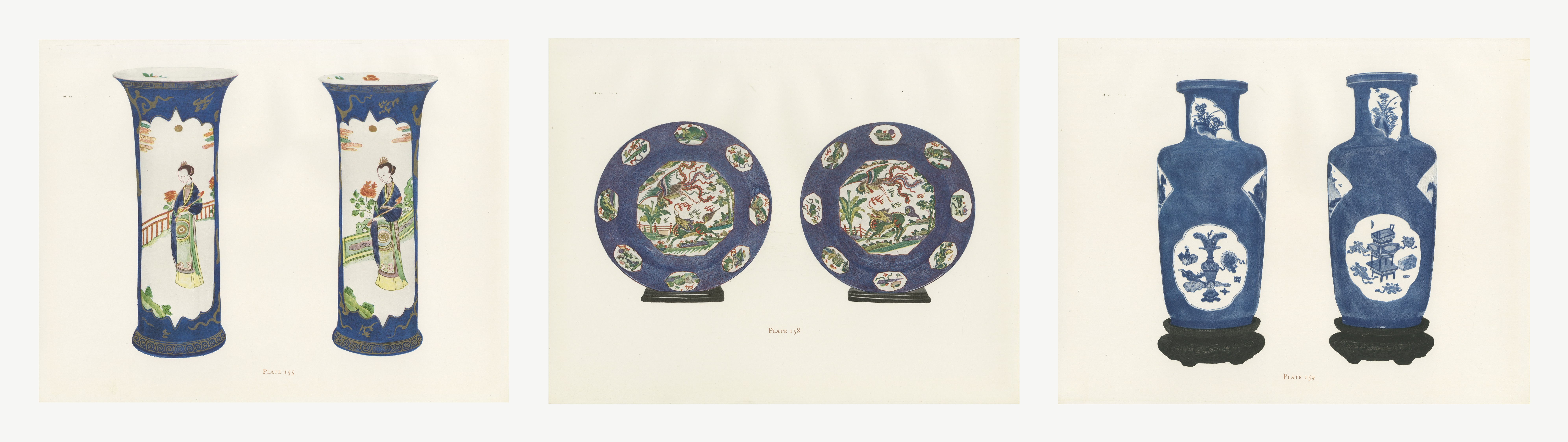 Powder-blue Beakers, Plates and Vases, Three Kang-he Color Plates, 1911
