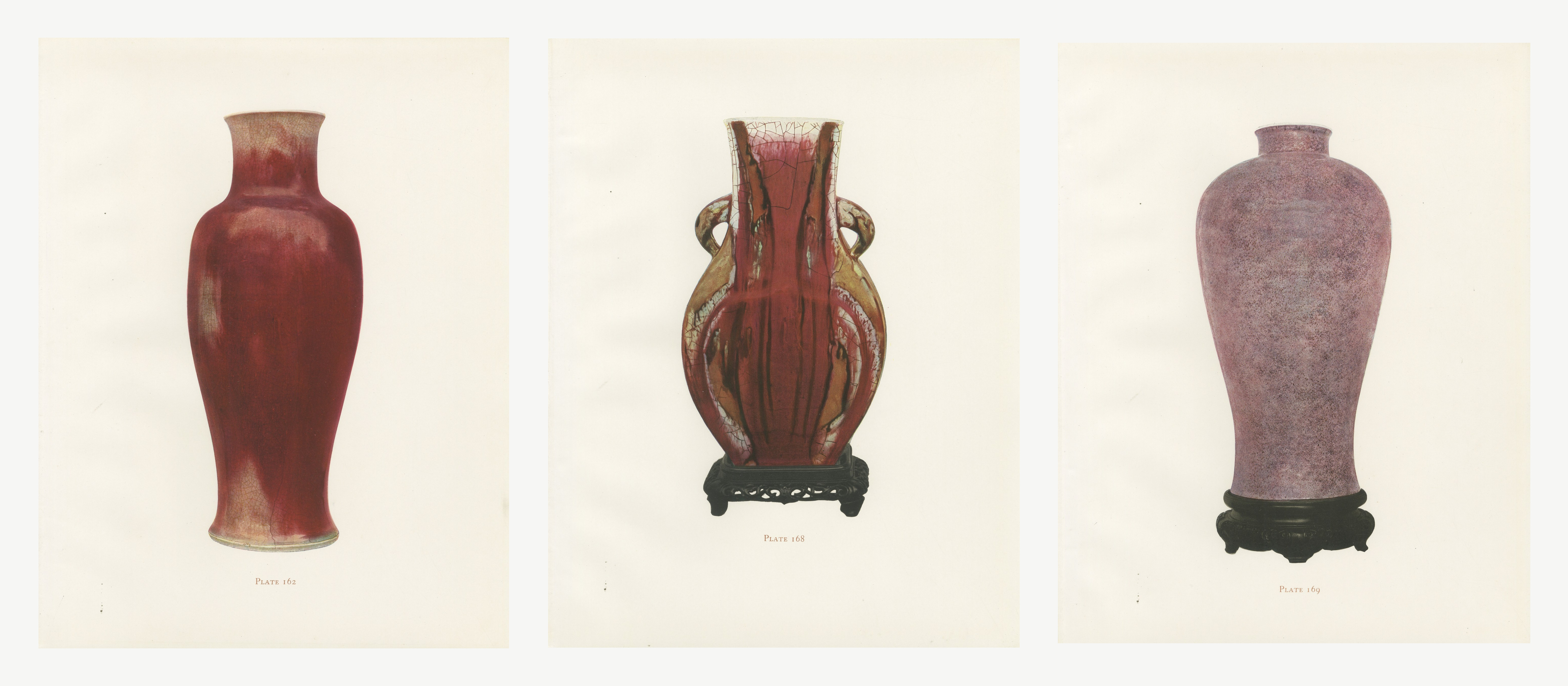 Sang de Boeuf, Flambe and Crushed Strawberry, Three Red Glaze Plates, 1911