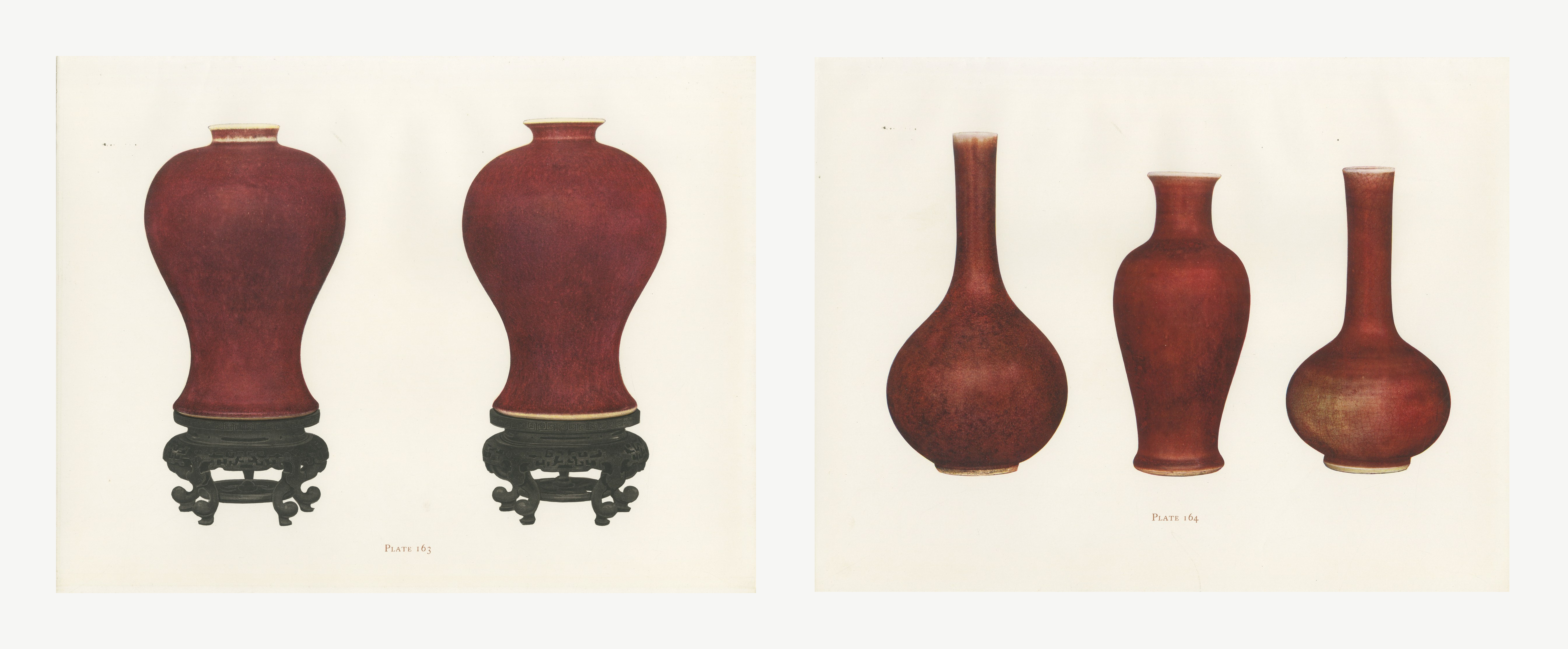 Copper Red Crackle Glazes, Two Ming Monochrome Color Plates, 1911