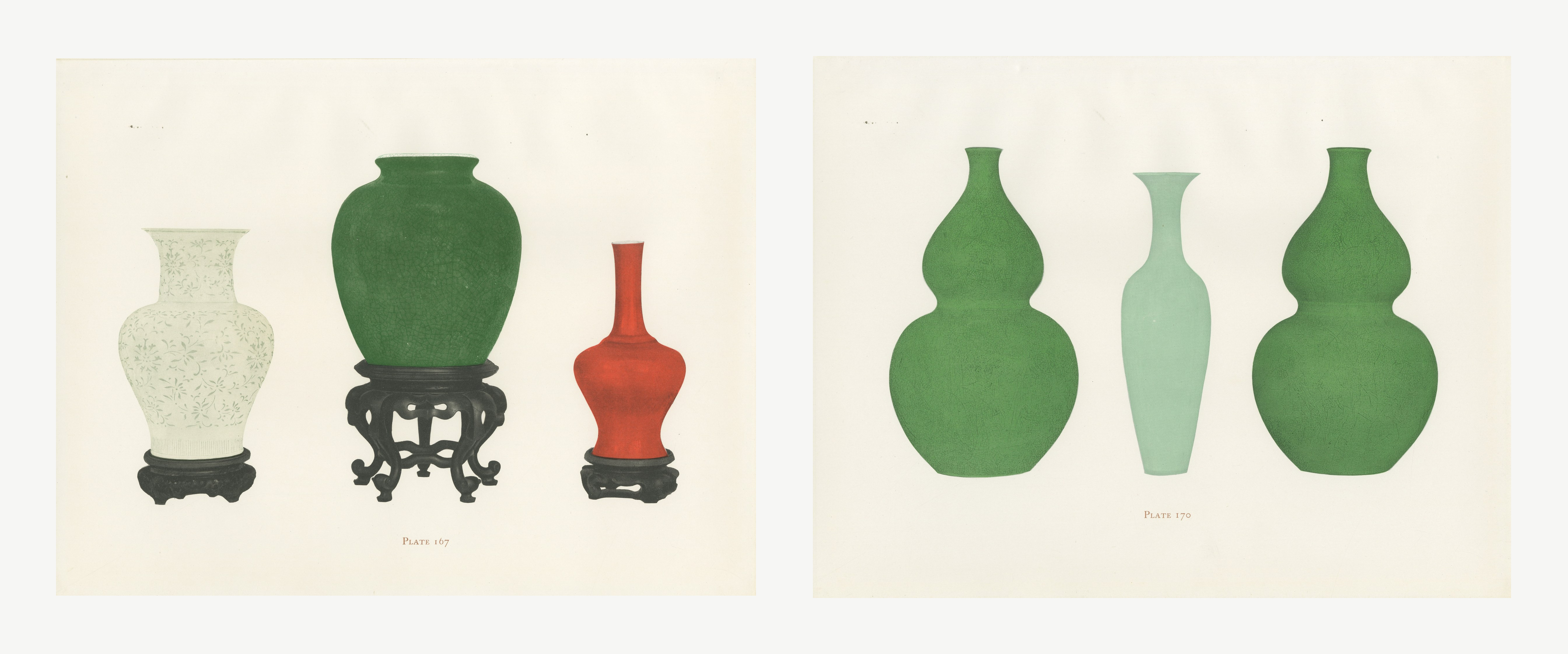 Apple Green and Sage Green Glazes, Two Chinese Monochrome Plates, 1911