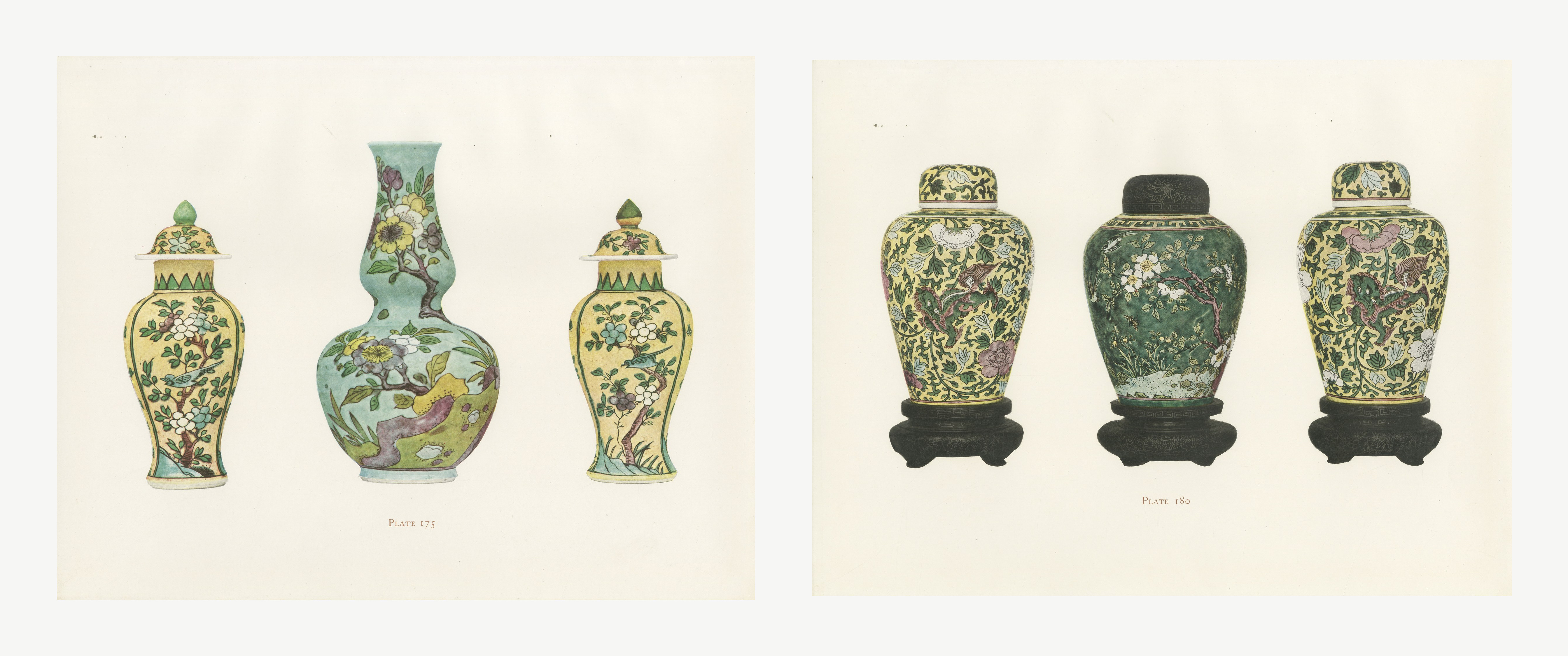 Yellow and Green Ground Jars, Two San Ts'ai Color Plates, 1911