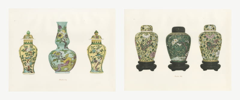 Yellow and Green Ground Jars, Two San Ts'ai Color Plates, 1911