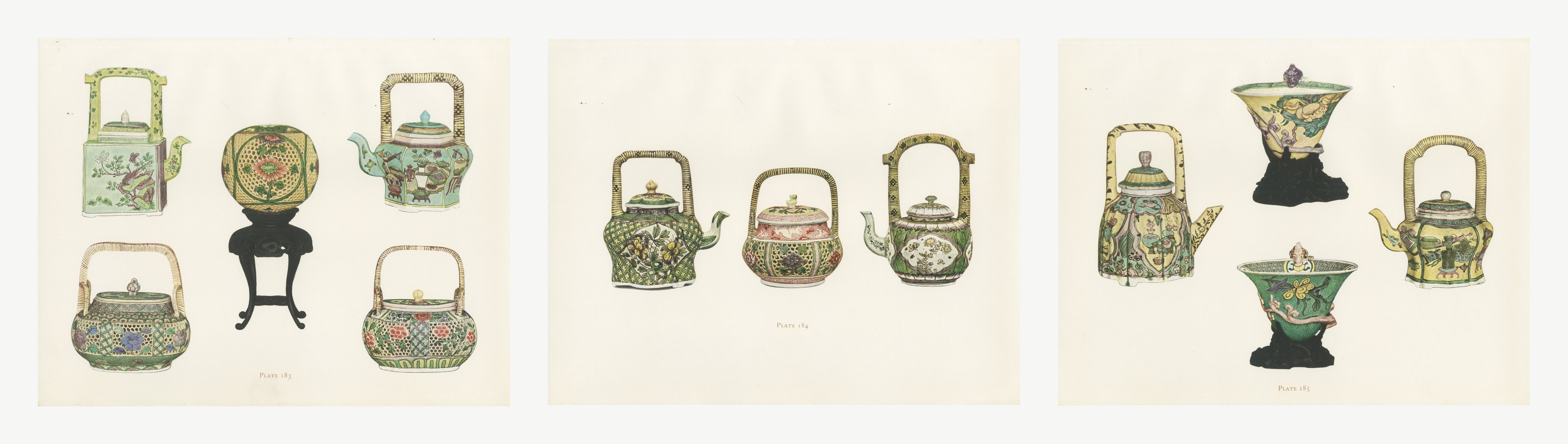 Wine Pots, Pierced Baskets and Marriage Cups, Three Ming Plates, 1911