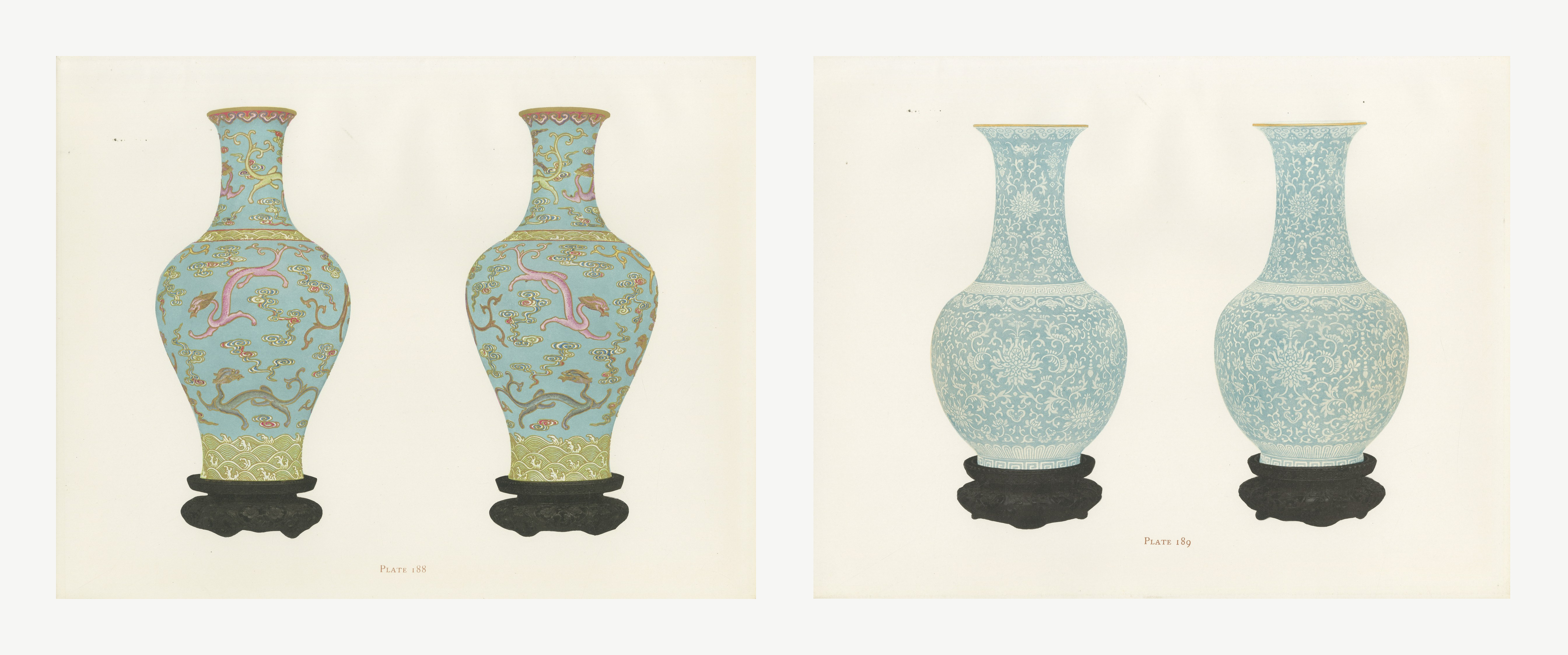 Imperial Palace Vases in Duck's Egg and Green, Two Color Plates, 1911