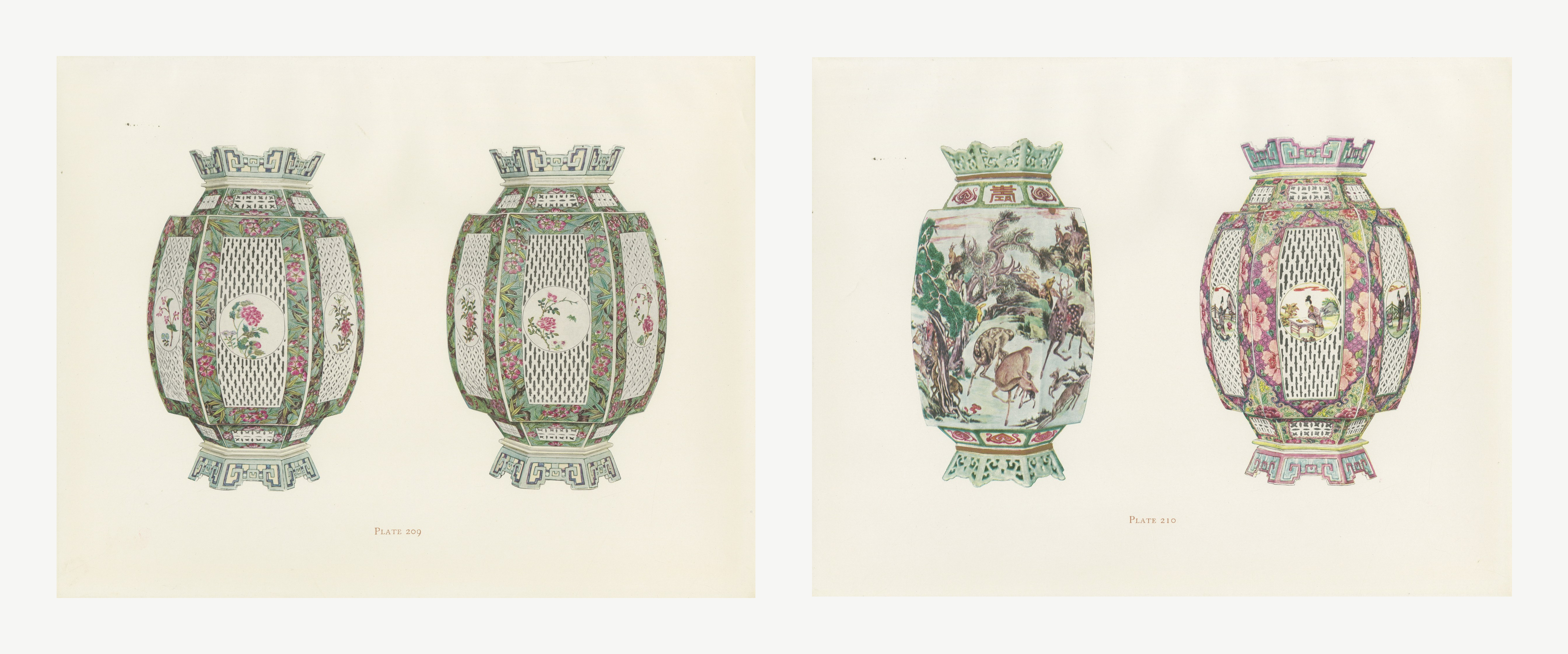 Chinese Egg-shell Porcelain Lanterns, Two Yung-ching Plates, 1911
