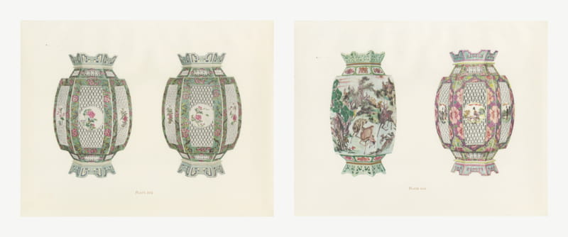 Chinese Egg-shell Porcelain Lanterns, Two Yung-ching Plates, 1911
