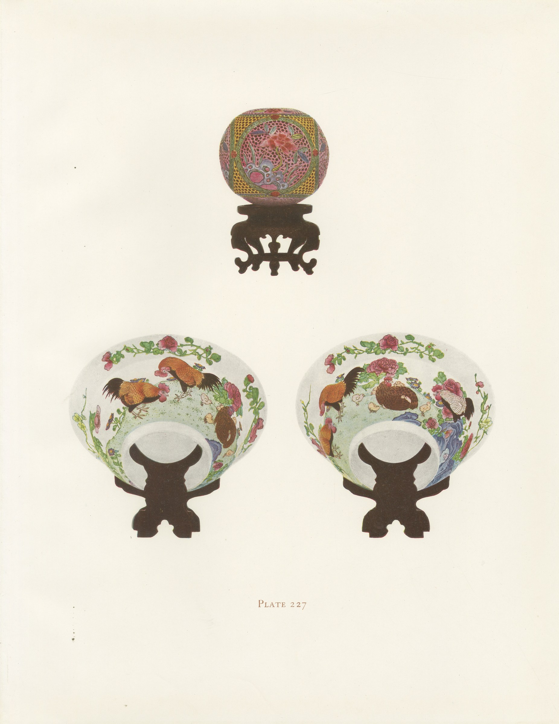 Cocks and Chickens on a Pair of Chinese Bowls, Yung-ching Period, Plate, 1911