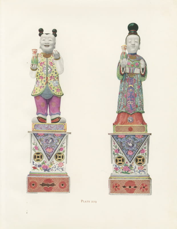 Milo Fo and Kuan Yin, Chinese Kien-lung Buddhist Figures, Color Plate, 1911
