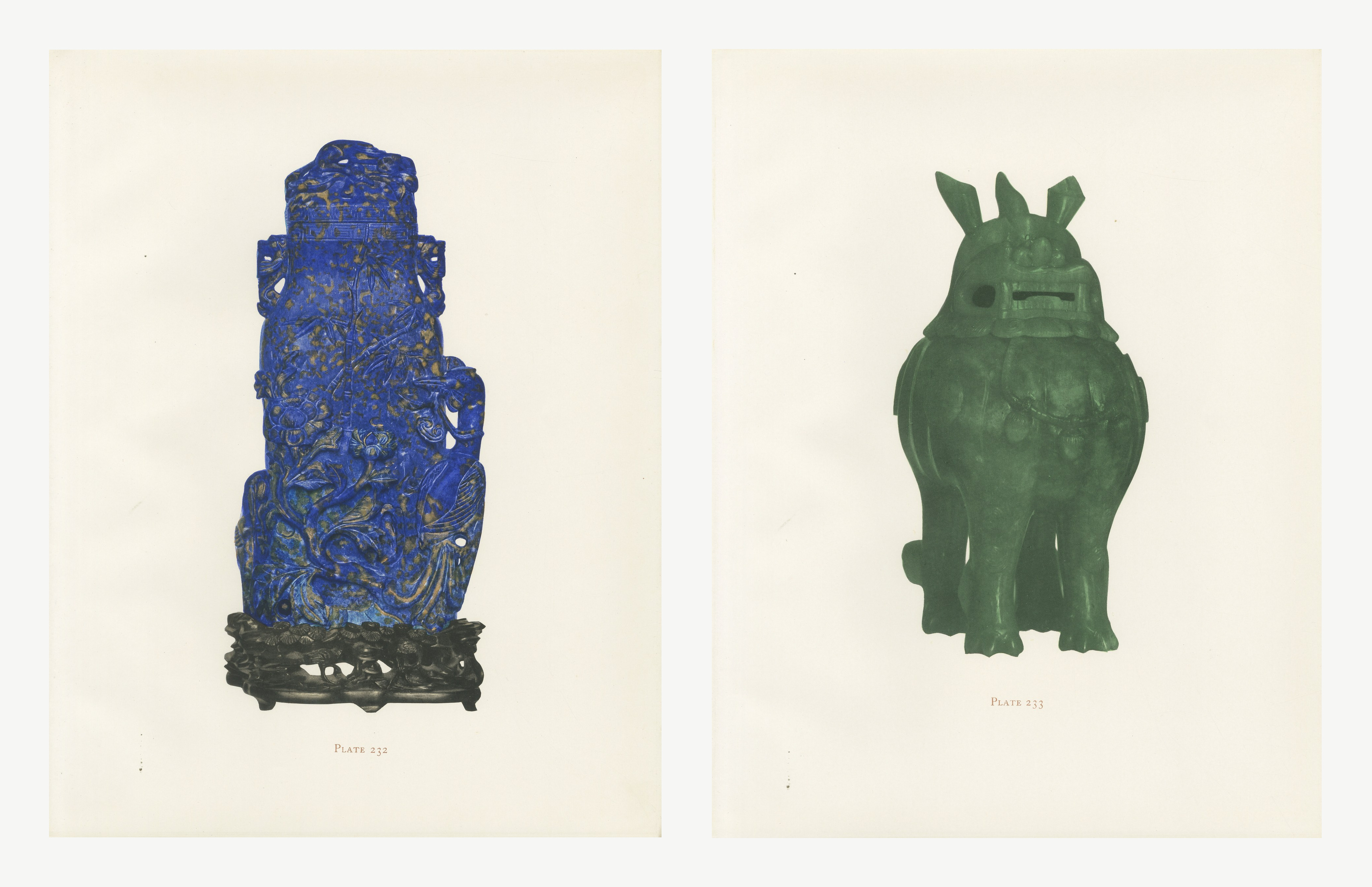 Lapis Lazuli and Green Aventurine, Two Chinese Hard Stone Plates, 1911