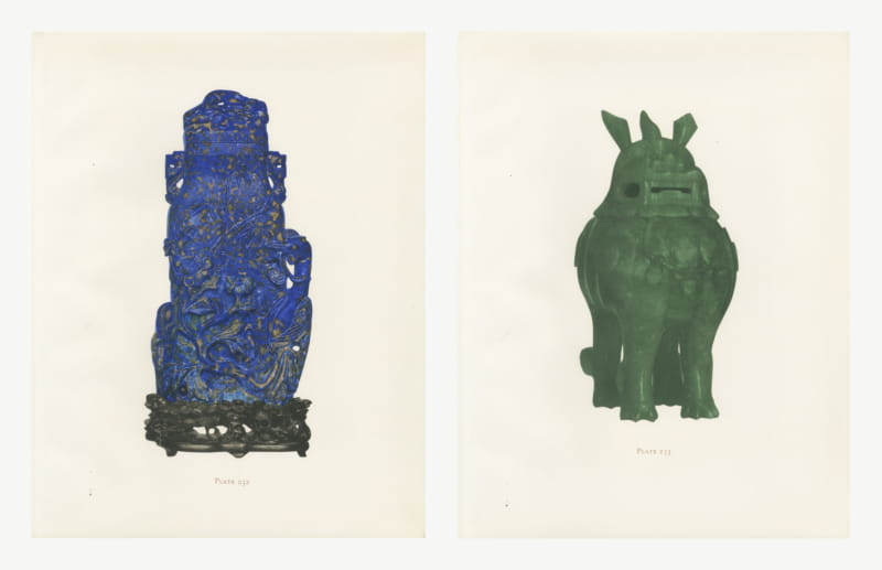 Lapis Lazuli and Green Aventurine, Two Chinese Hard Stone Plates, 1911