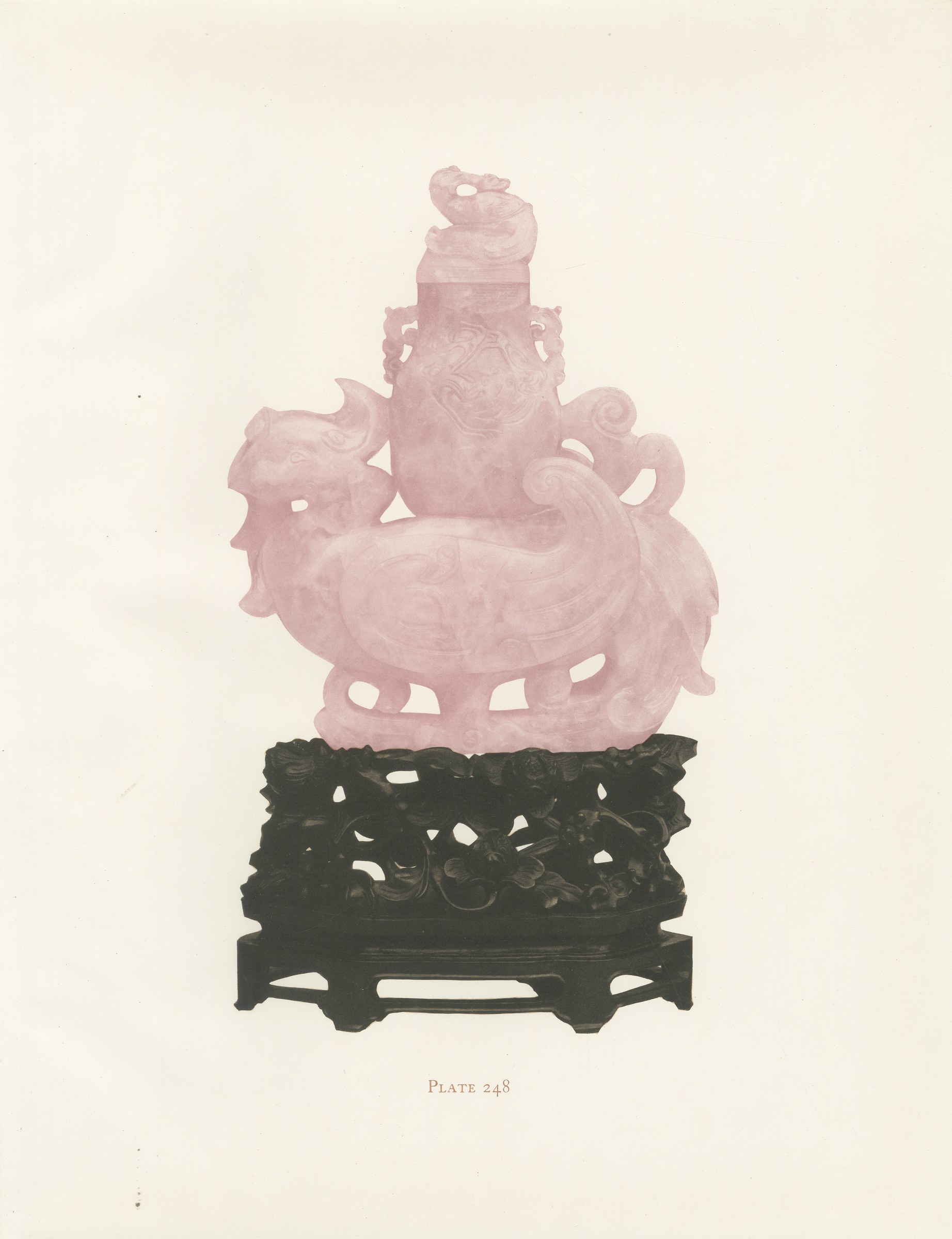 Rose Crystal Dove Wine Vessel with a Feng-huang Head, Kien-lung, 1911