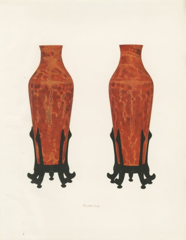 Antique Chinese Glass Vases Imitating Jasper Agate, Kien-lung Pair, 1911