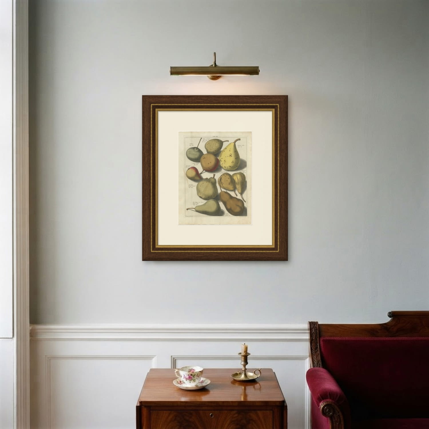 Hoe langer hoe liever: Antique Hand-Colored Dutch Pear Plate, 1790