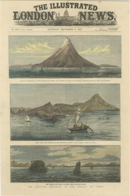 Krakatoa Eruption in the Straits of Sunda, Anjer Before the Wave, 1883