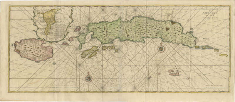 Amboina and Its Eleven Islands: Broad Valentijn Double-Page Chart, 1726
