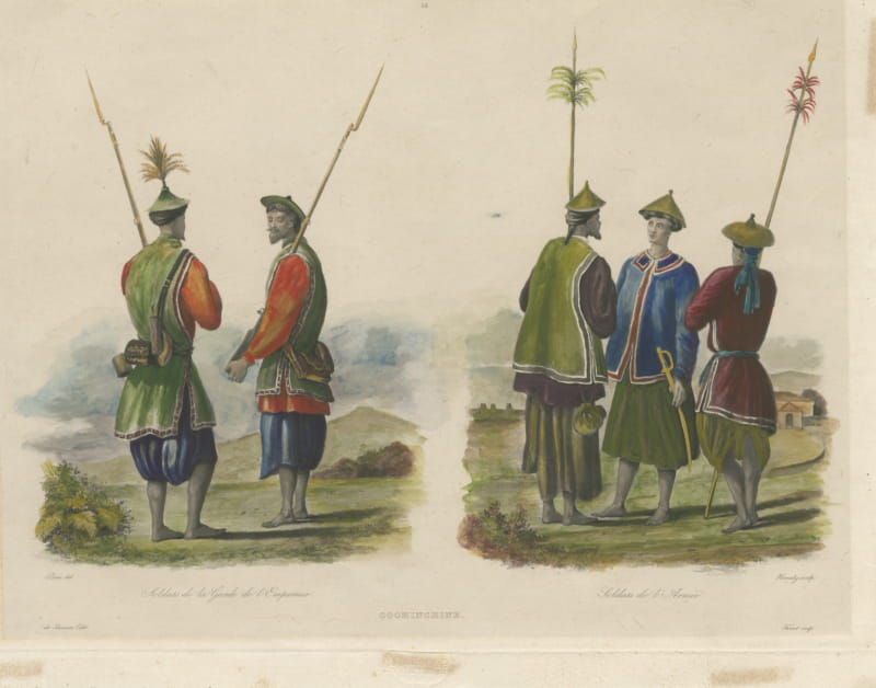Imperial Guards and Soldiers of Cochinchine, Voyage Plate, circa 1835